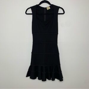 Torn by Ronny kobo black paneled square neck ruffle mini dress small